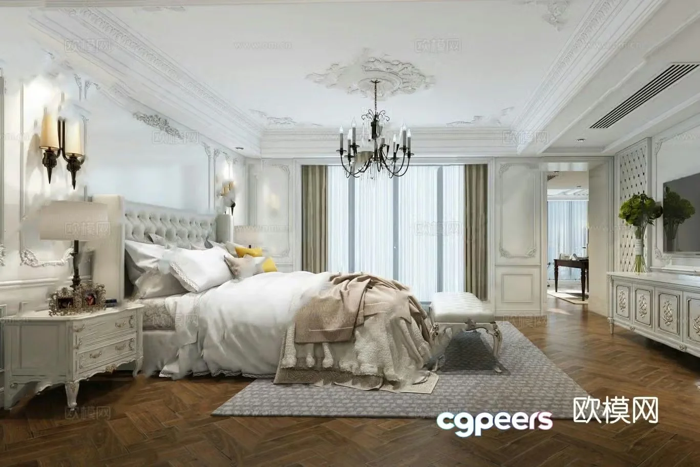 European style bedroom master bedroom 3d model