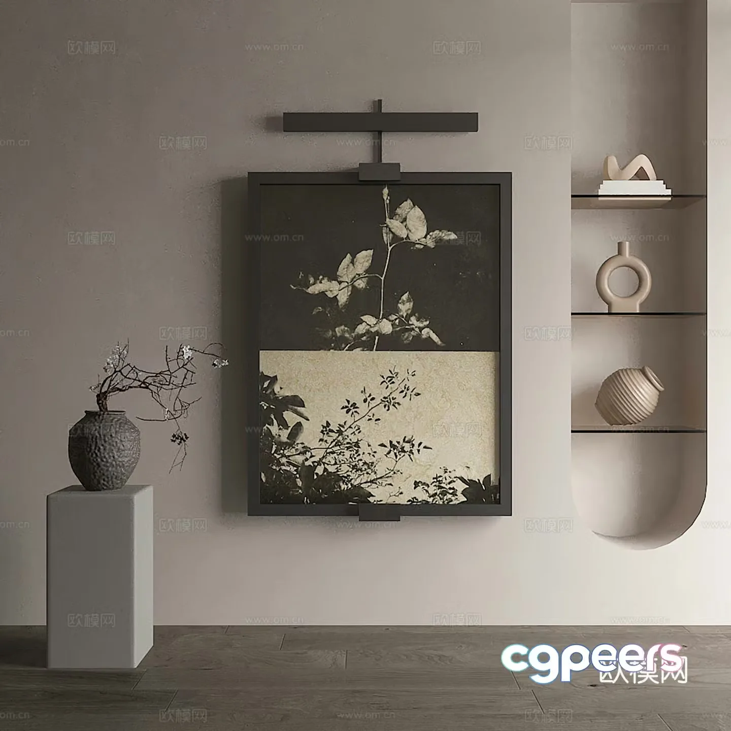 New Chinese style decorative painting 3D model