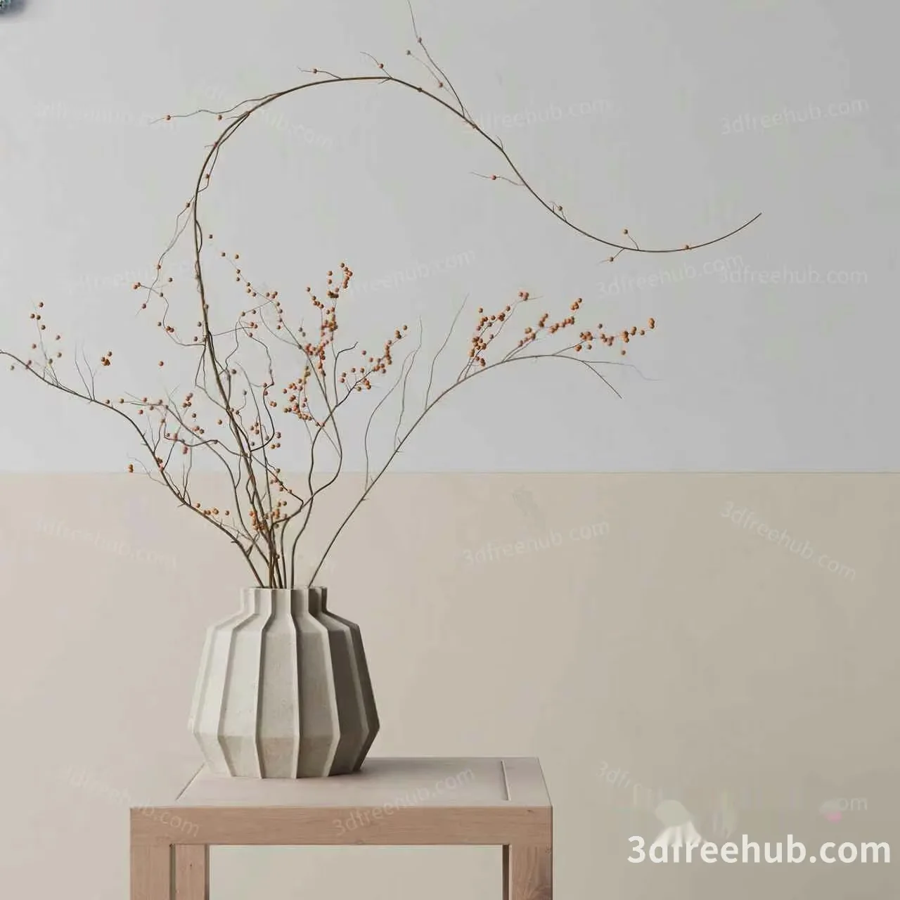 A White Vase With A Geometric Design 3D Model – 19874 – VRAY Render