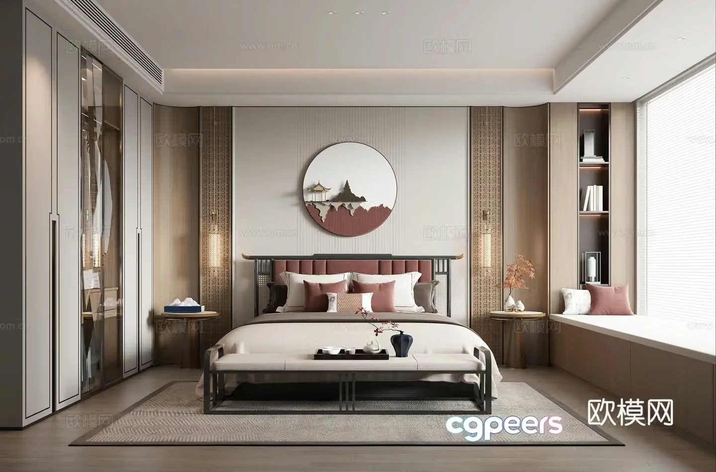 New Chinese bedroom 3D model