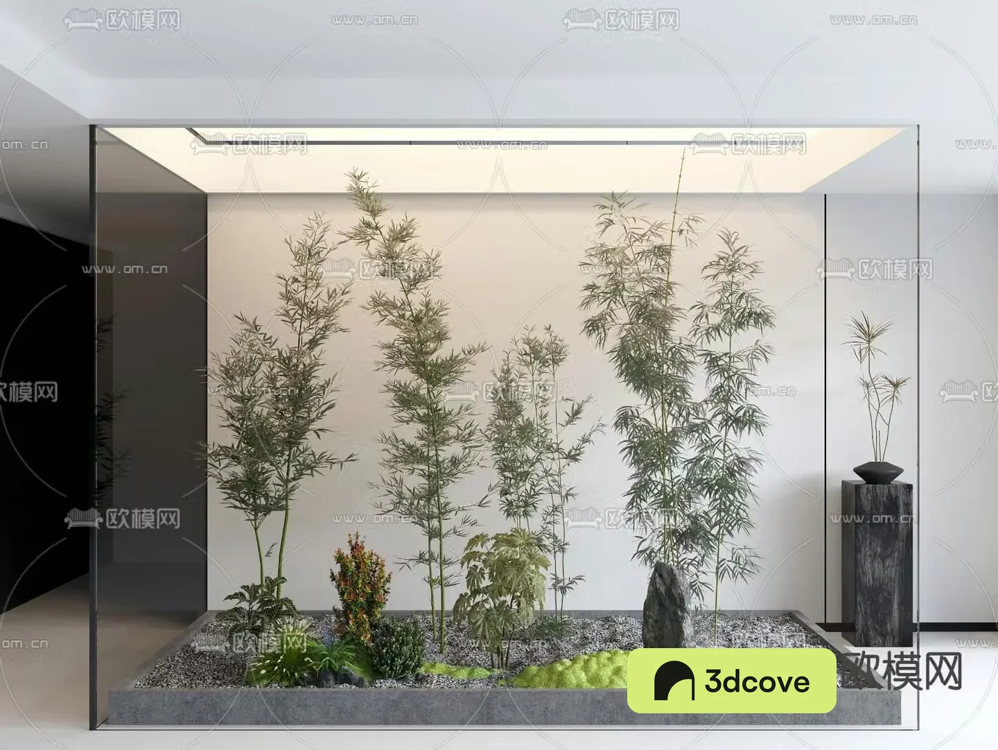 Indoor landscape bamboo landscaping glass cover