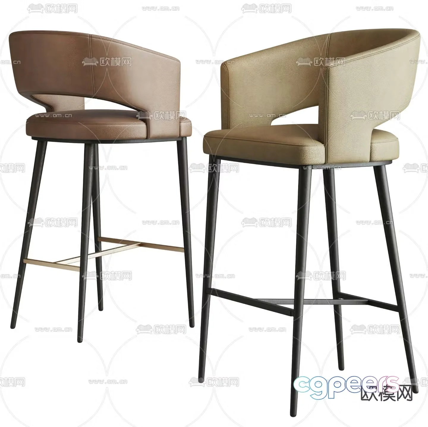 Leather bar stool bar stool high stool 3d model