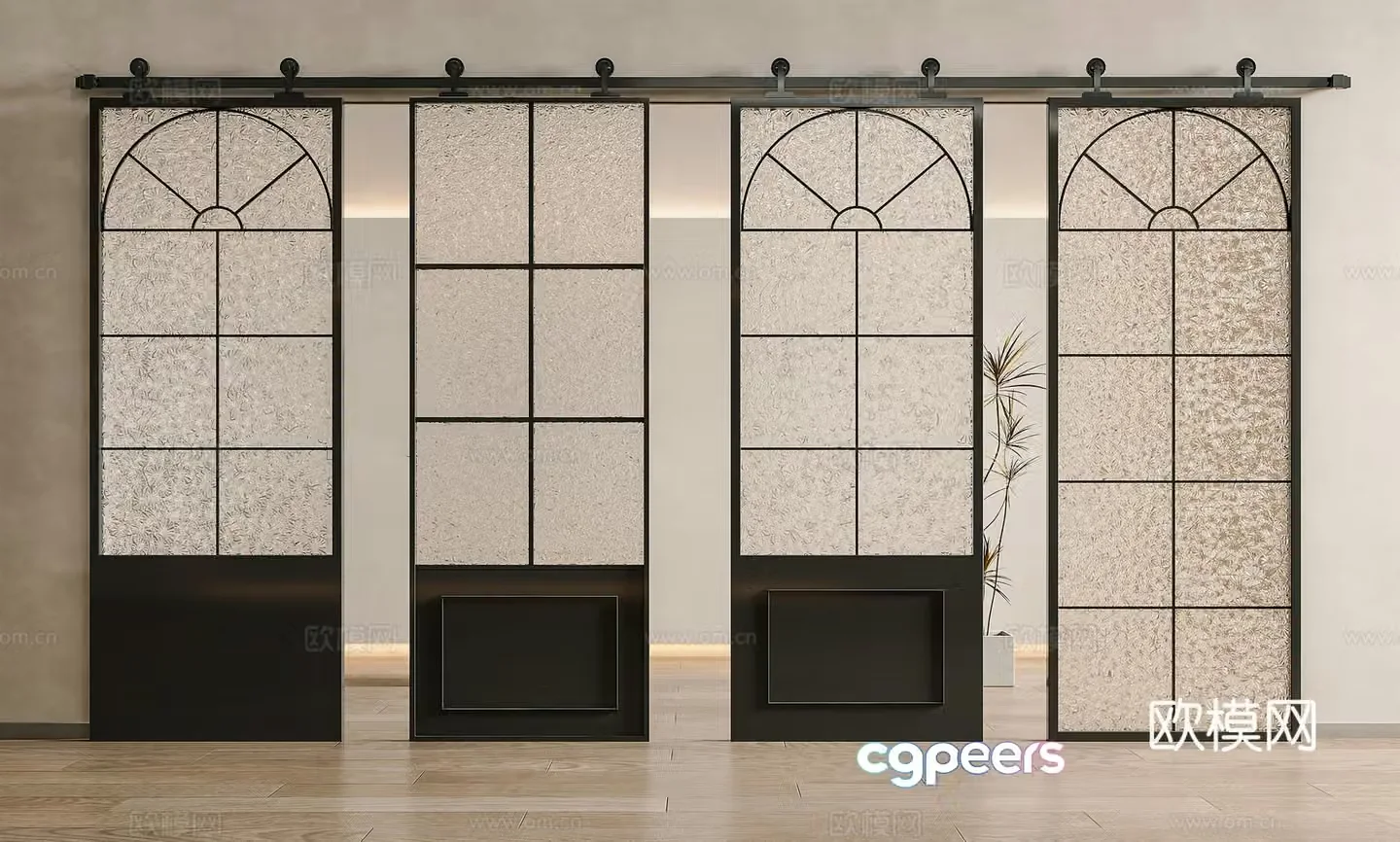 French medieval barn sliding door Barn door Glass door French carved glass door Sliding door 3d model