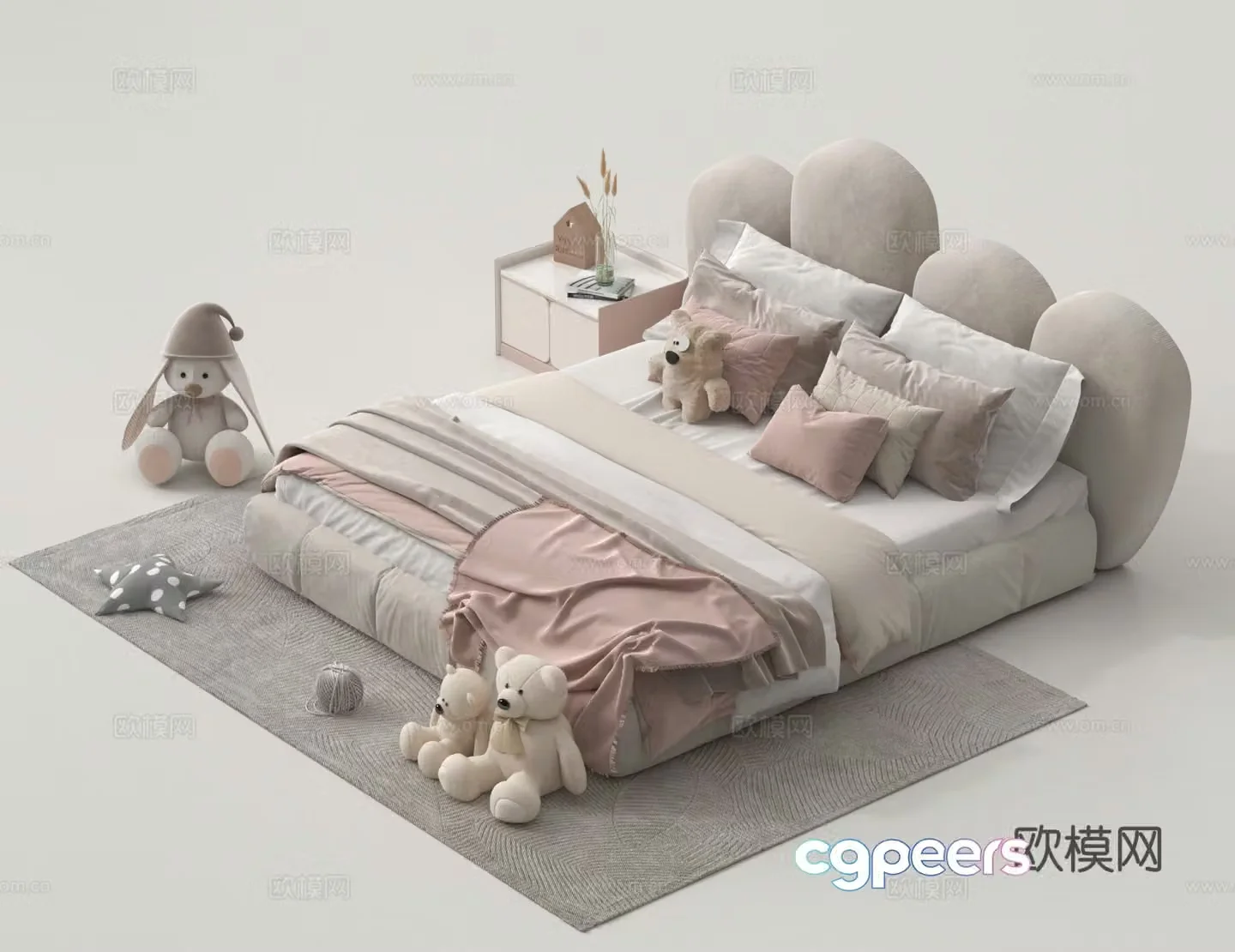 Children’s bed fabric double bed 3d model