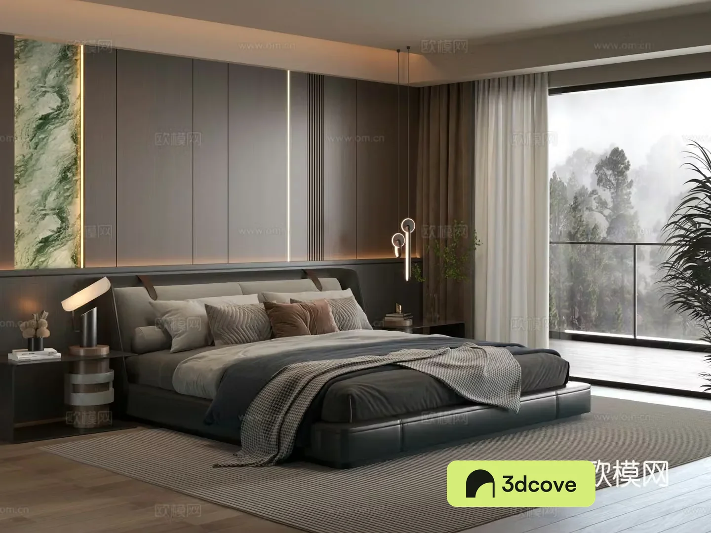 Modern bedroom Italian bedroom Background Wall