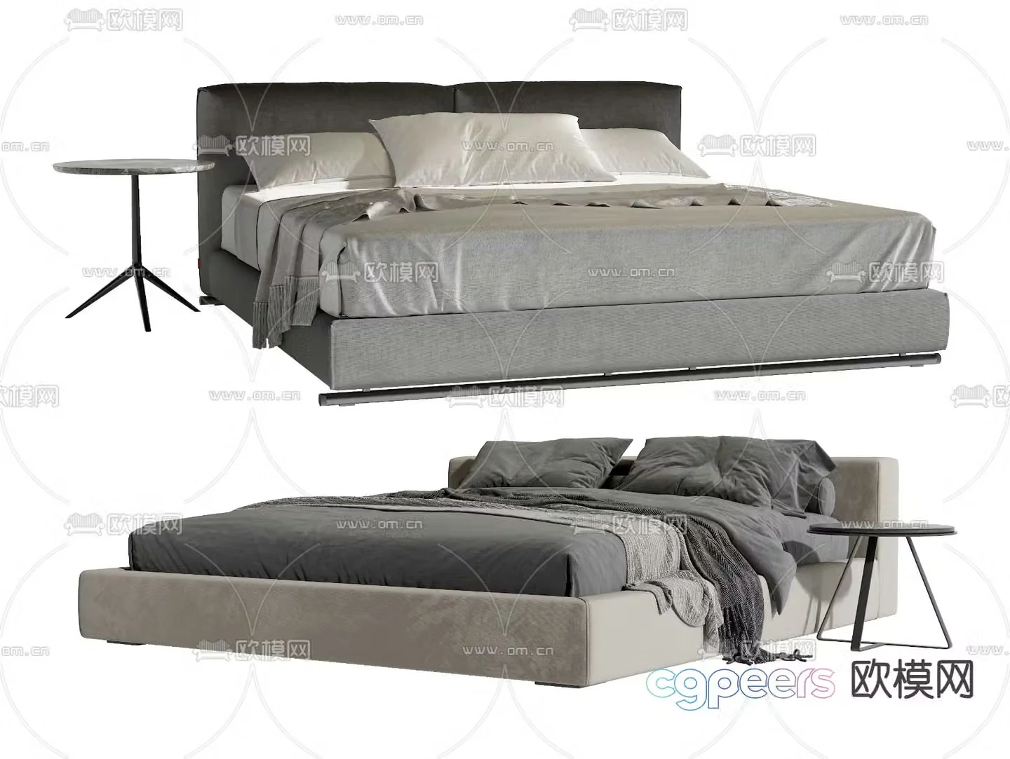 Modern double bed 3d model