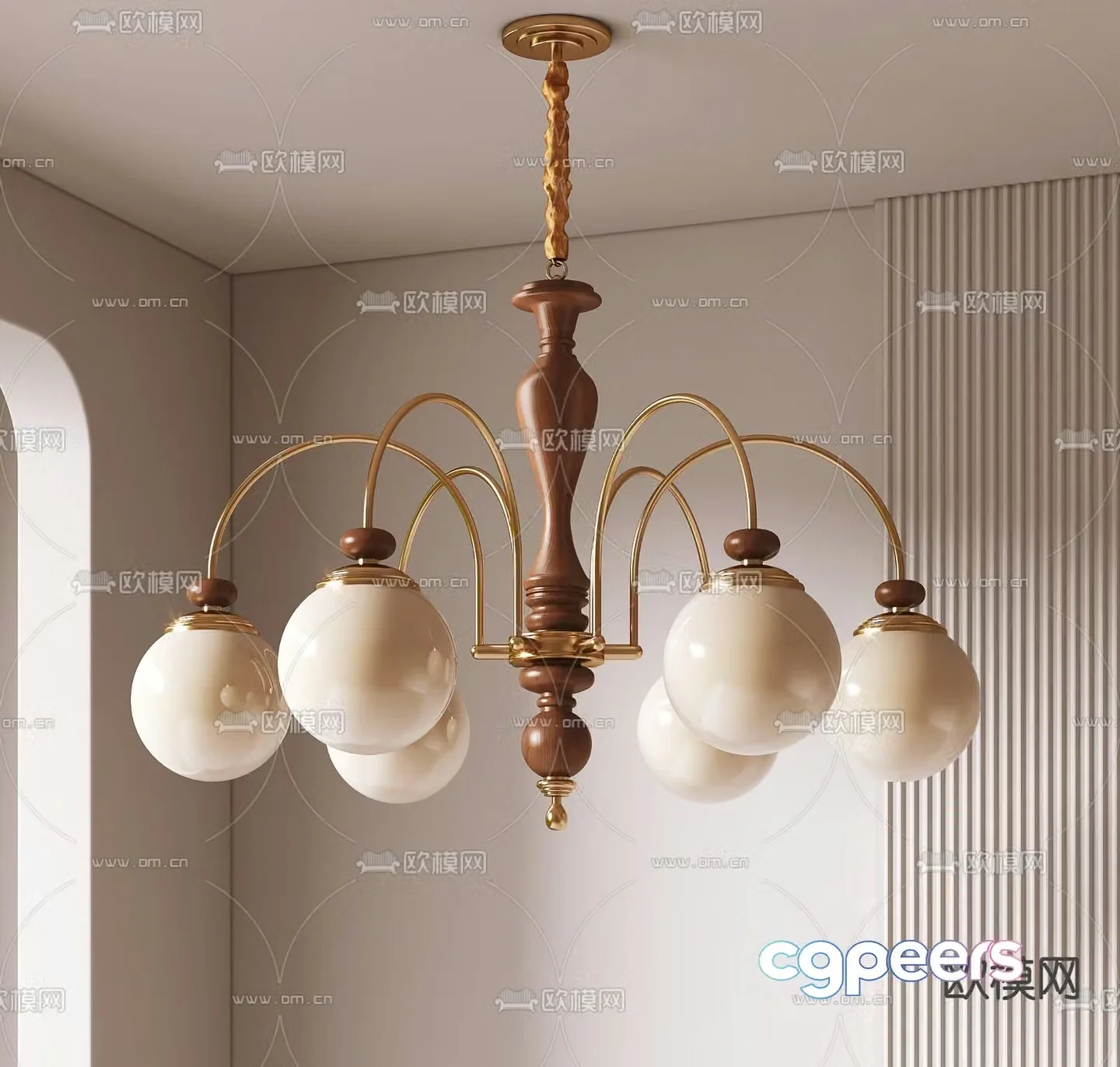French retro chandelier multi-head chandelier 3D model