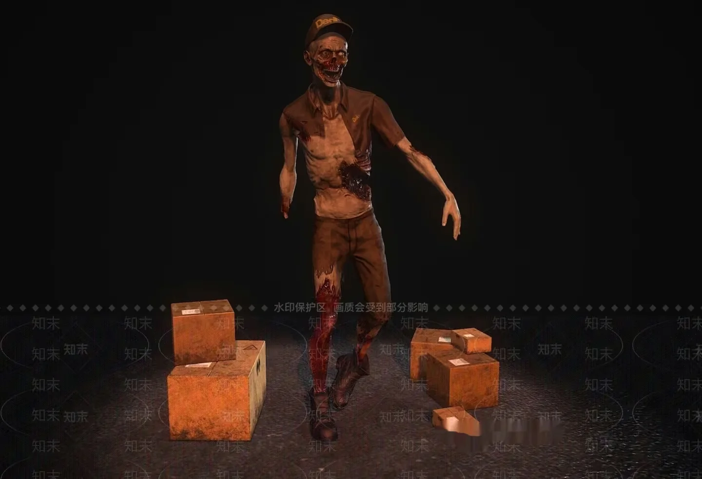 A Zombie In A Postal Worker’S Uniform 3D Model – 13907 – VRAY Render