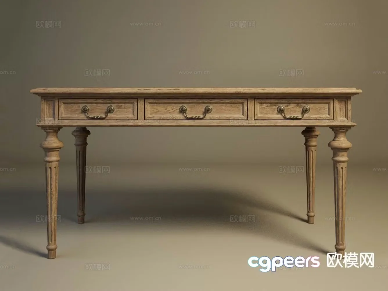 American desk study table computer desk 3d model