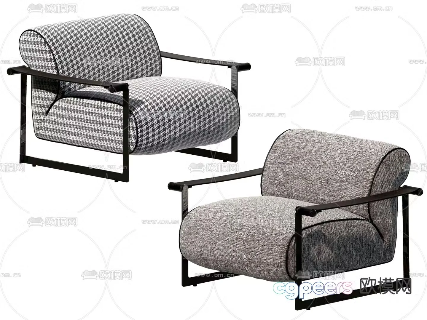 B&B Italia modern fabric houndstooth lounge chair 3d model