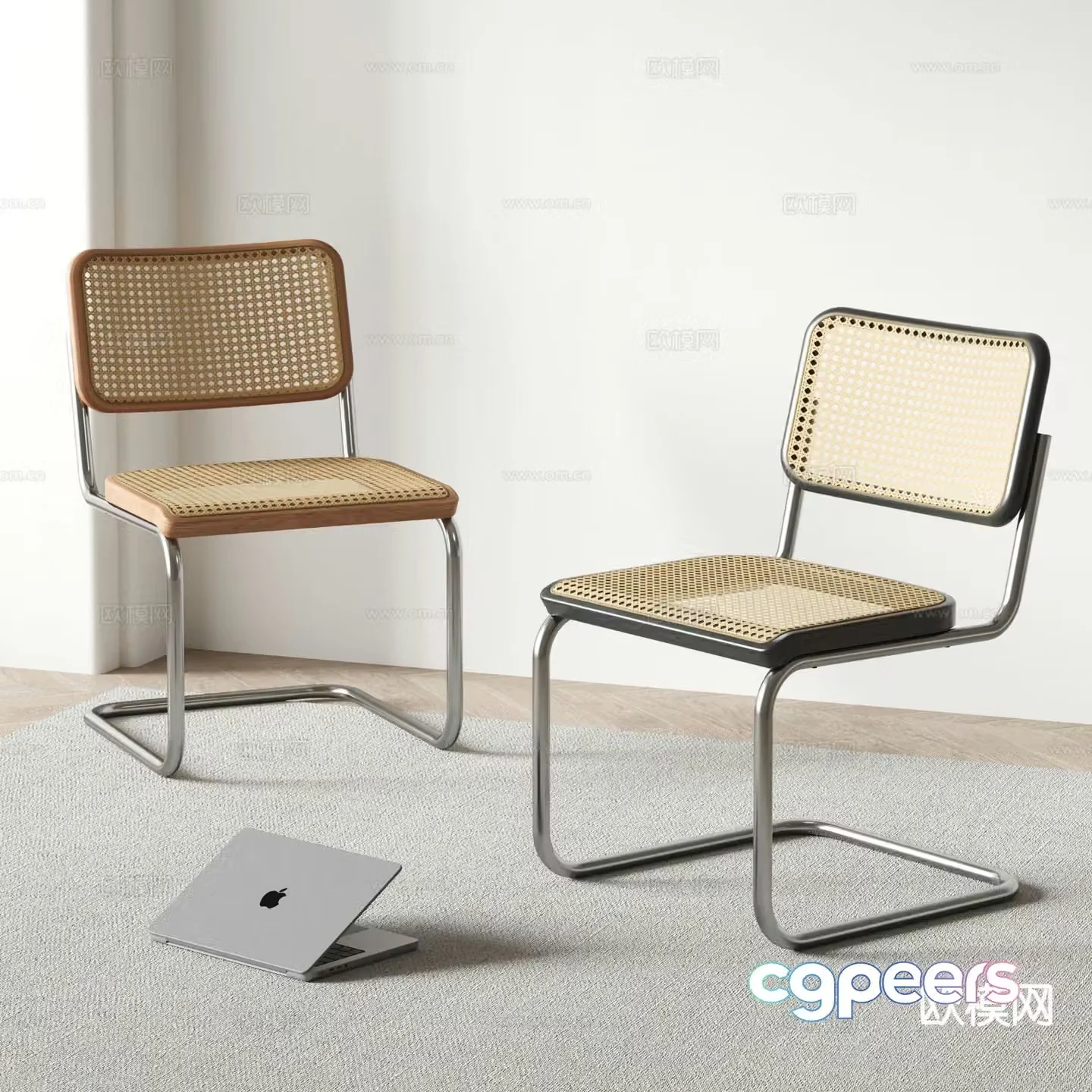 Modern chair rattan chair dining chair 3d model