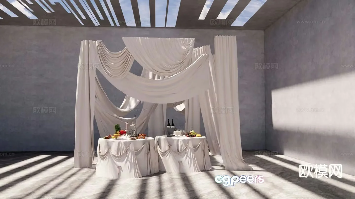banquet table dining table 3d model