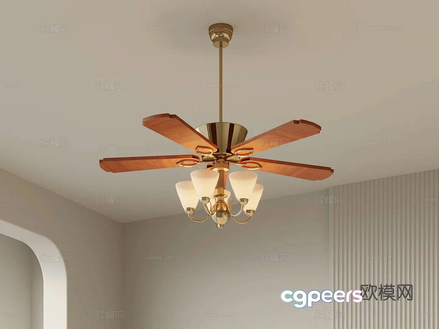 02 Fan lights medieval fan lights chandelier 3d model