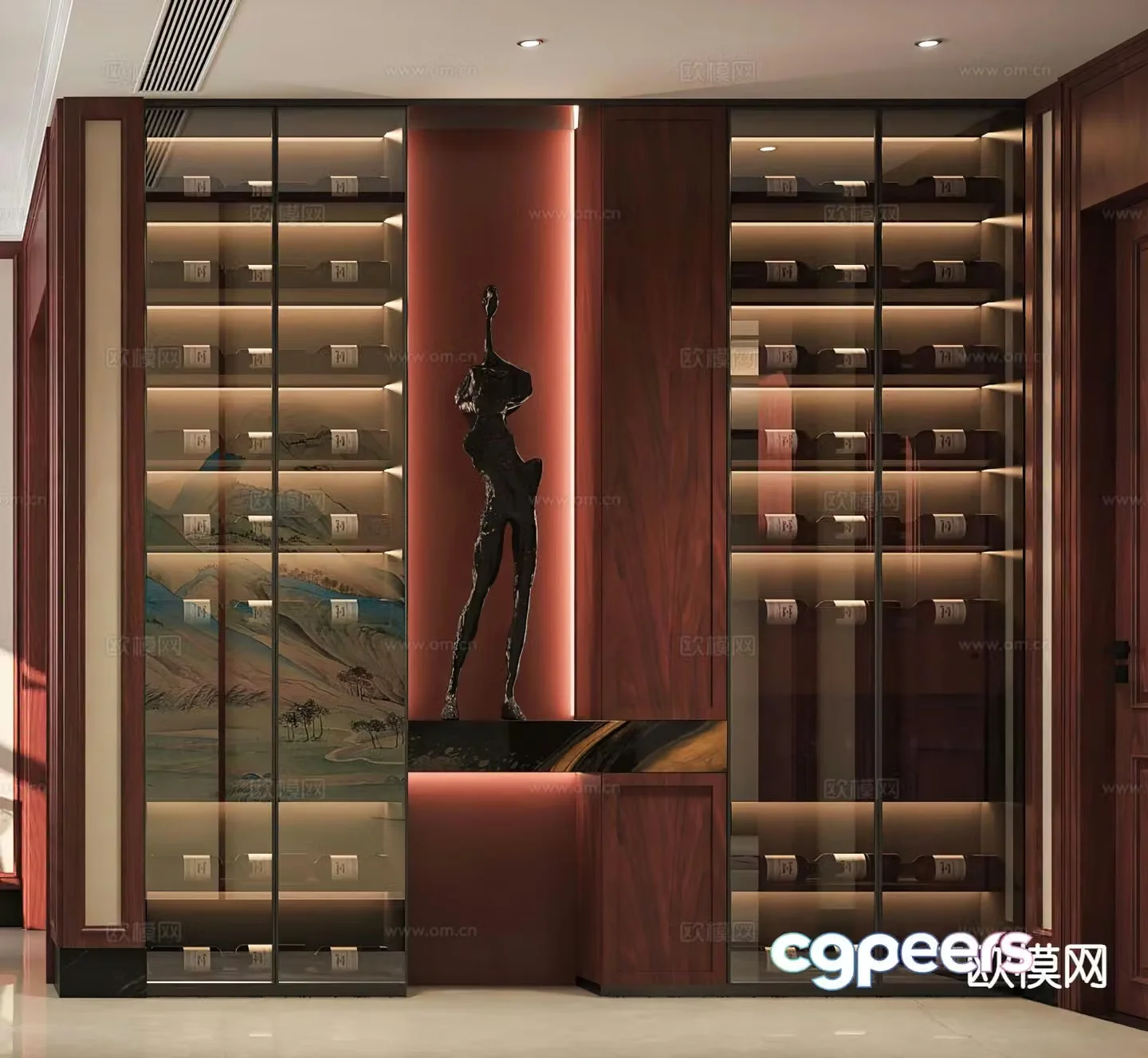 G23 new Chinese style wine cabinet glass wine cabinet 3D model