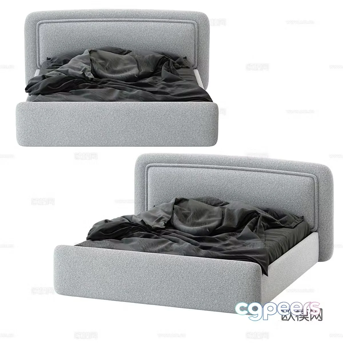 Modern simple double bed Double bed Simple bed Bedroom bed Pillow 3D model