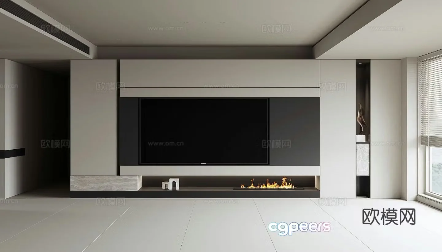Modern TV background wall 3d model