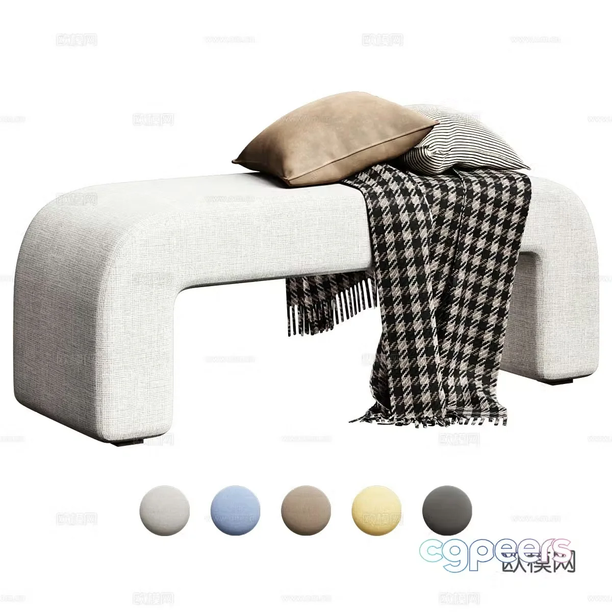 Creamy wind bench stool 3d model