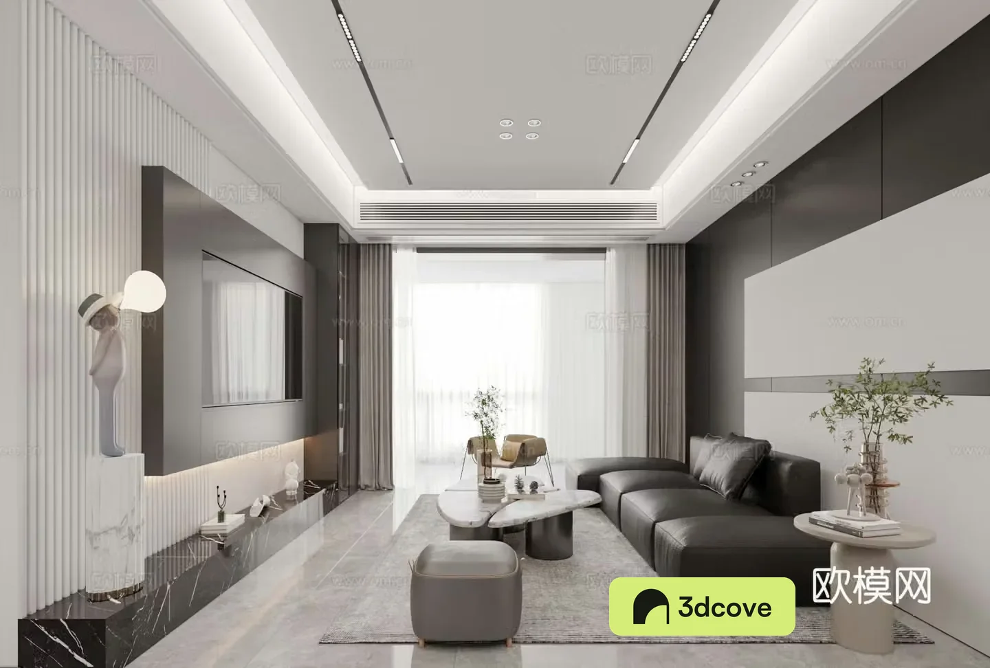 Modern living and dining room