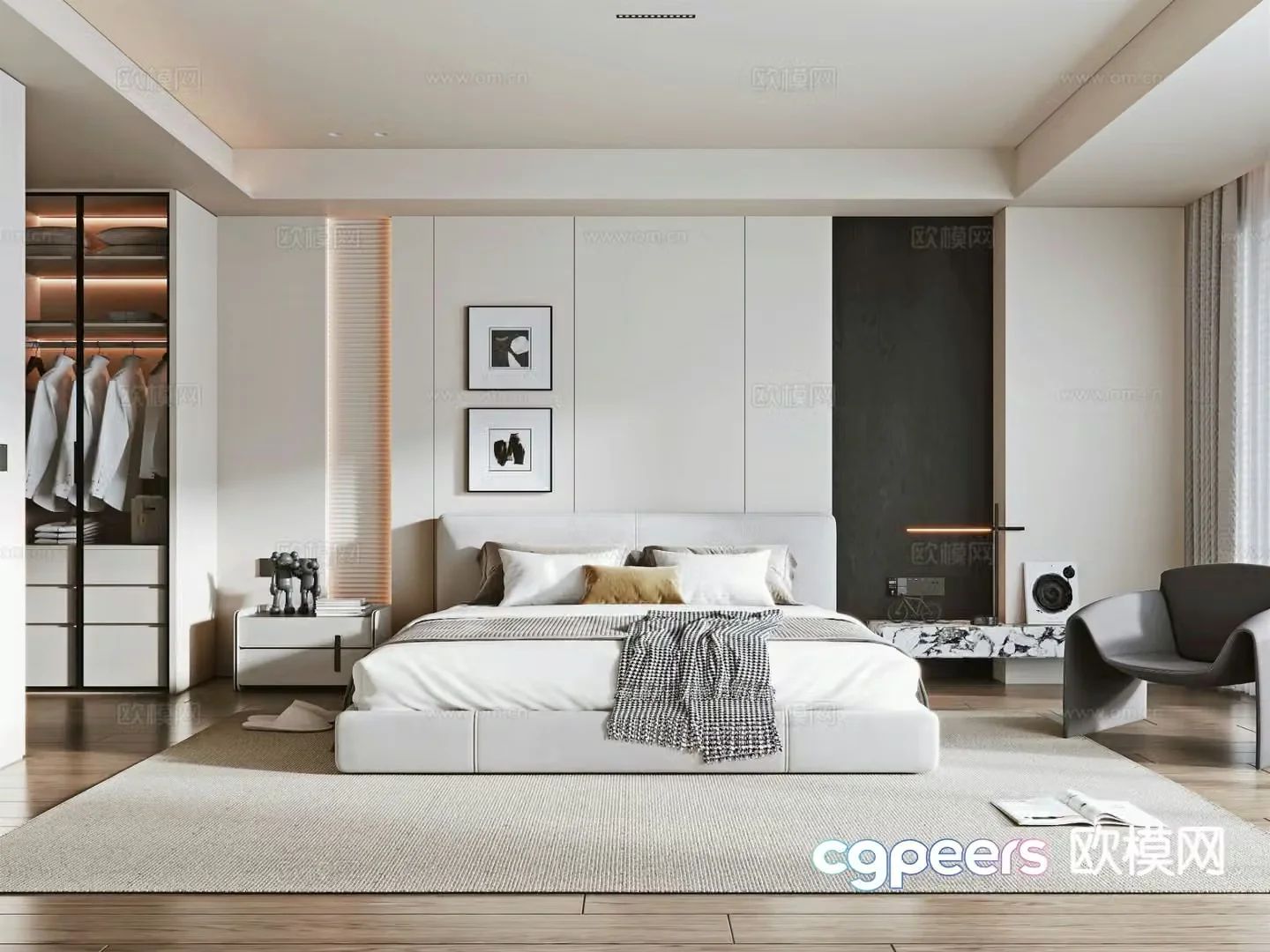 Modern bedroom master bedroom 3d model