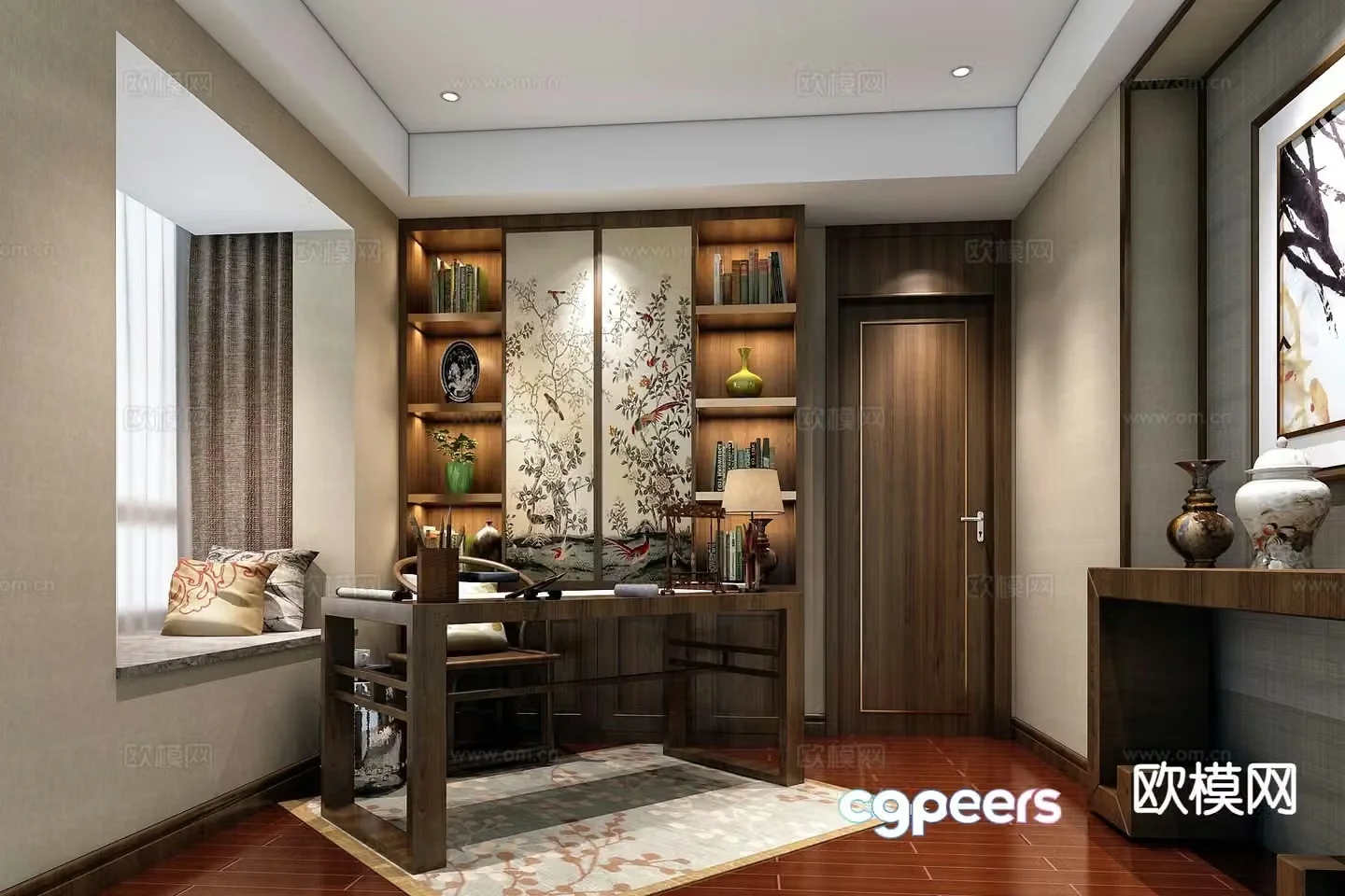 New Chinese style study 3D model