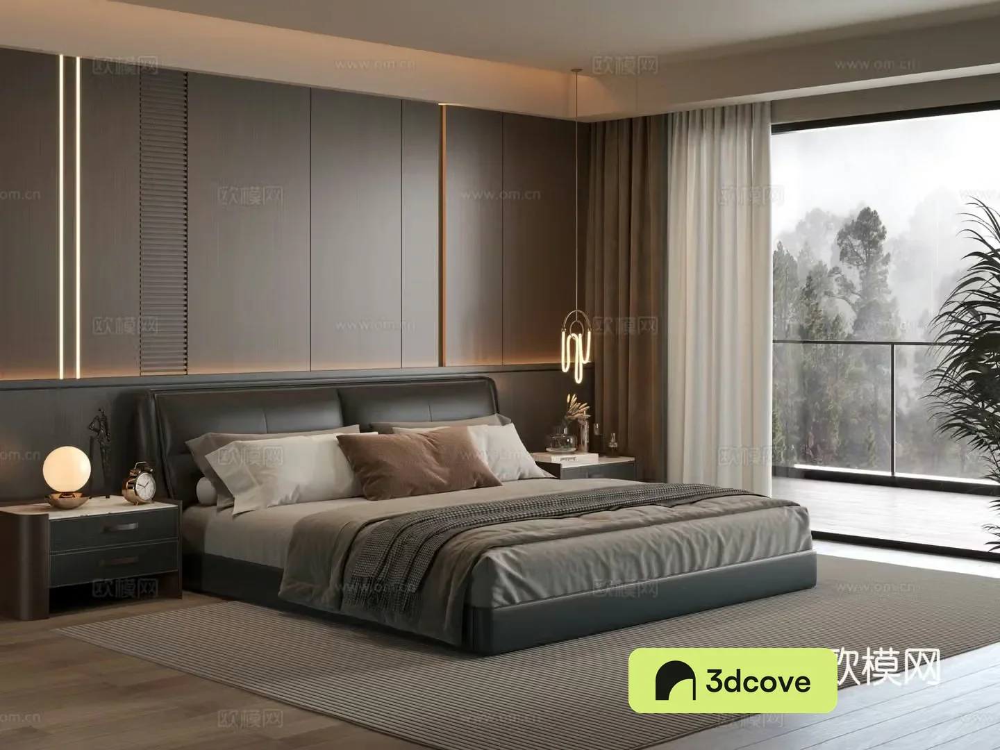 Modern bedroom Italian bedroom Background Wall