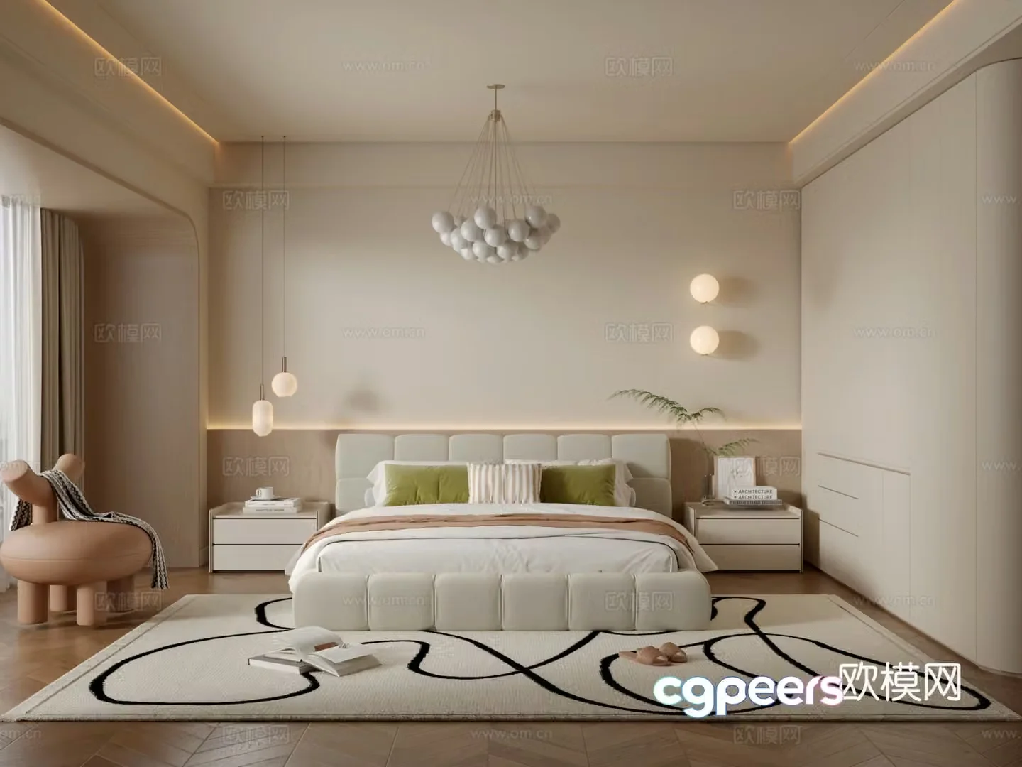 Middle-aged bedroom 3d model