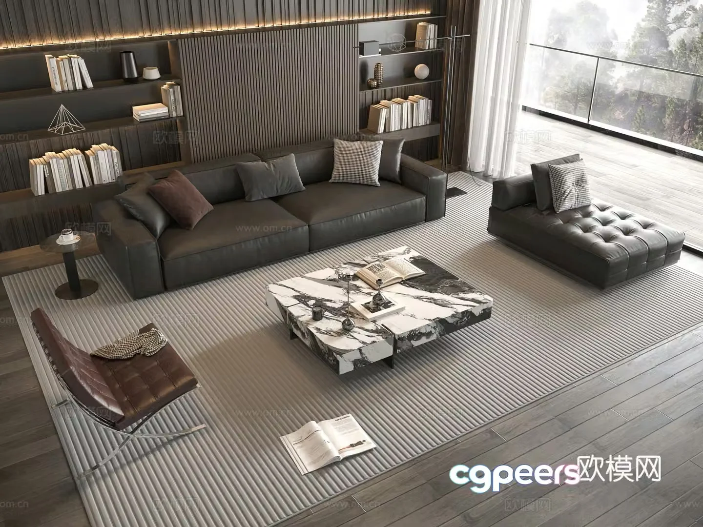 Minotti modern Italian sofa coffee table combination 3D model