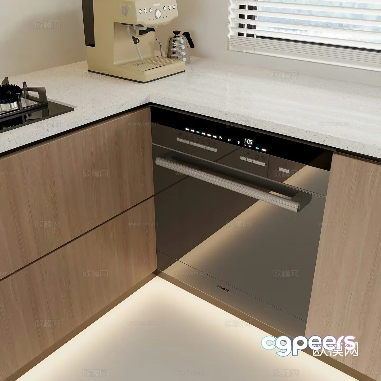 Modern dishwasher kitchen appliance 3D model