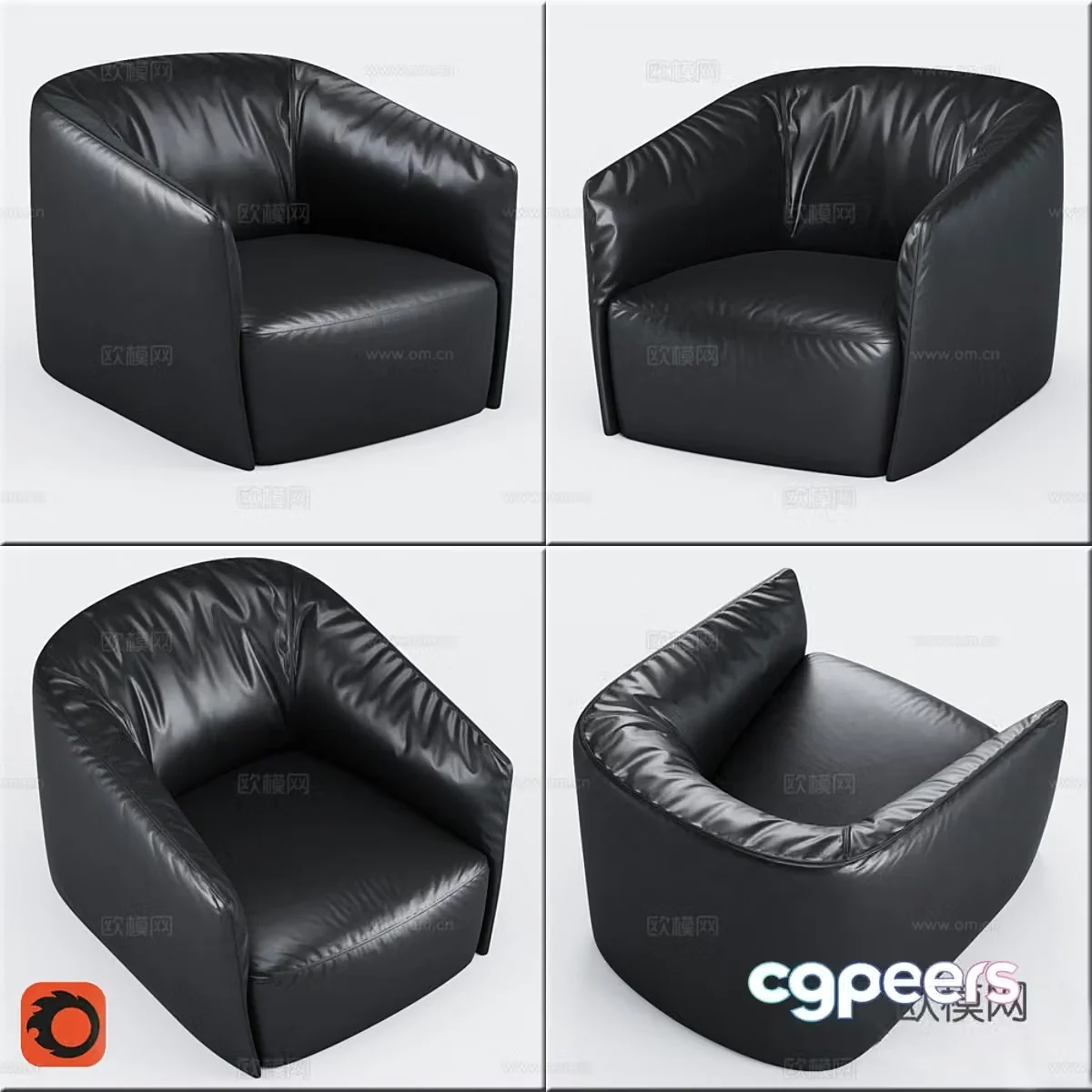 Leather single sofa Leather single sofa Light luxury single sofa Leather single chair Leather casual 3D model