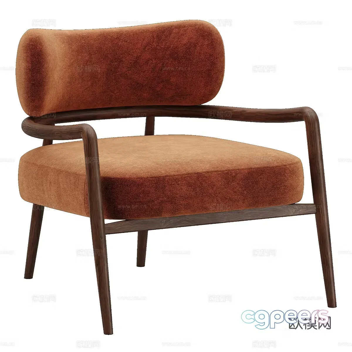 New Chinese style fabric wooden armchair 3D model