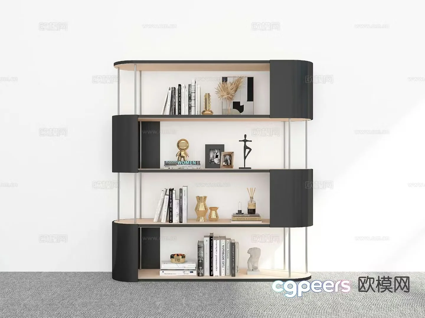 Modern bookshelf display rack 3d model