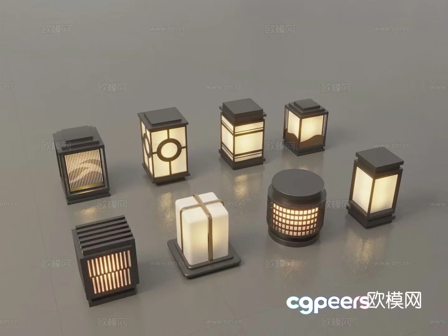 Modern Chinese landscape lights lawn lights garden lights outdoor lights 3D model