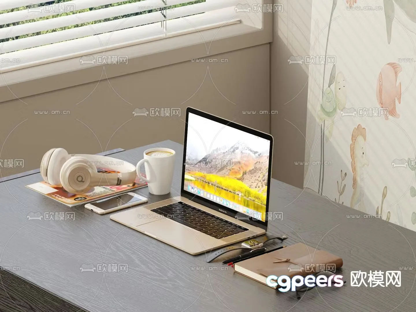 Office Supplies Desktop Ornaments Laptop 3D Model