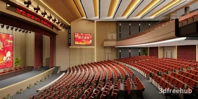 A Large Auditorium 3D Model – 22990 – VRAY Render