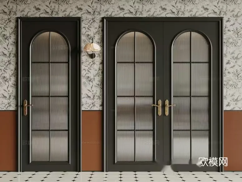 Black Doors With Glass Panels 3D Model – 11997 – CORONA Render