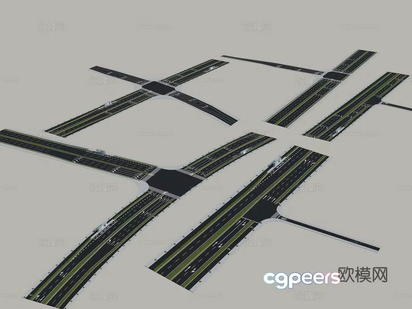 Road standard section Lane road Modern road Road Other ground Intersection Lane horse 3D model