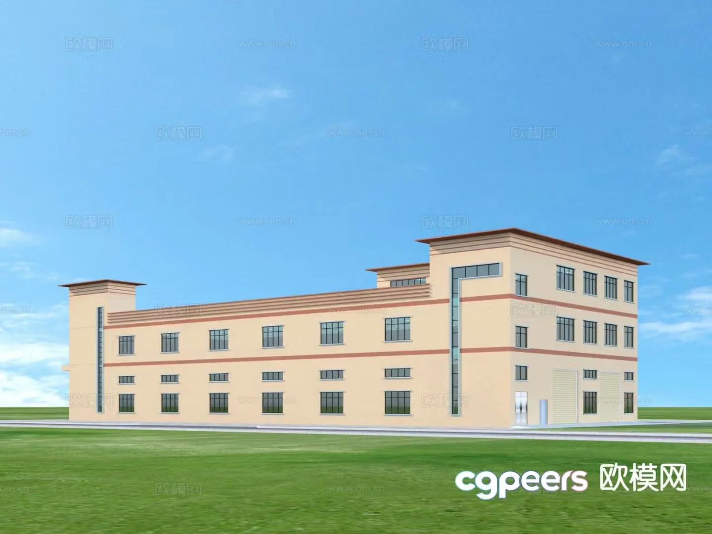 Factory office building exterior 3d model