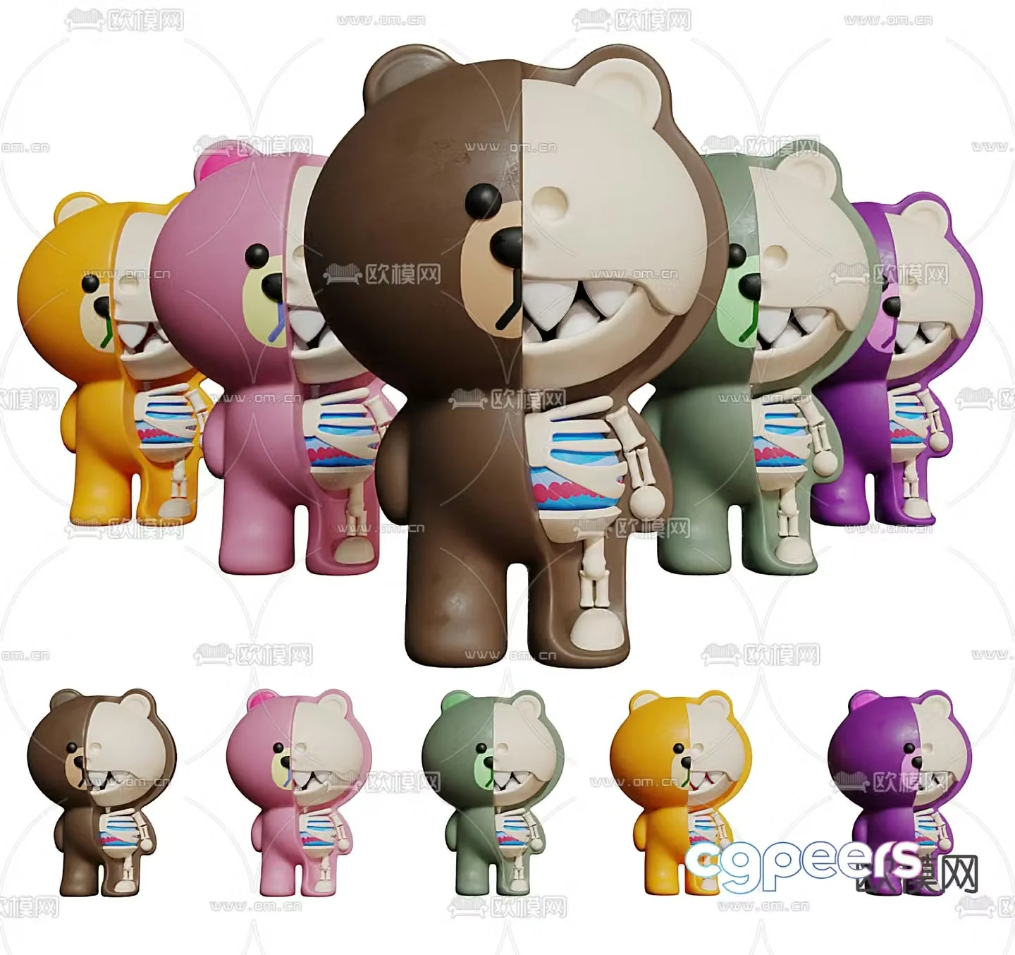 Modern brown bear toy 3d model