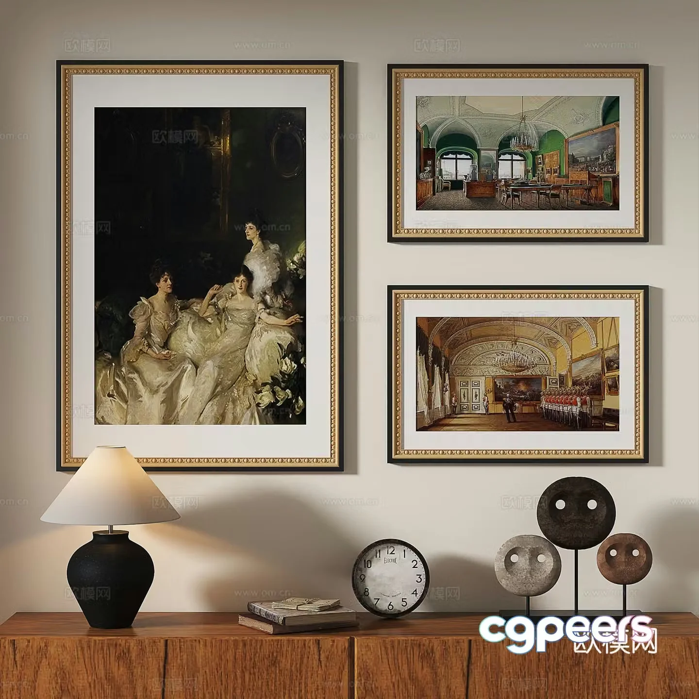 French retro European classical medieval decorative painting 3d model