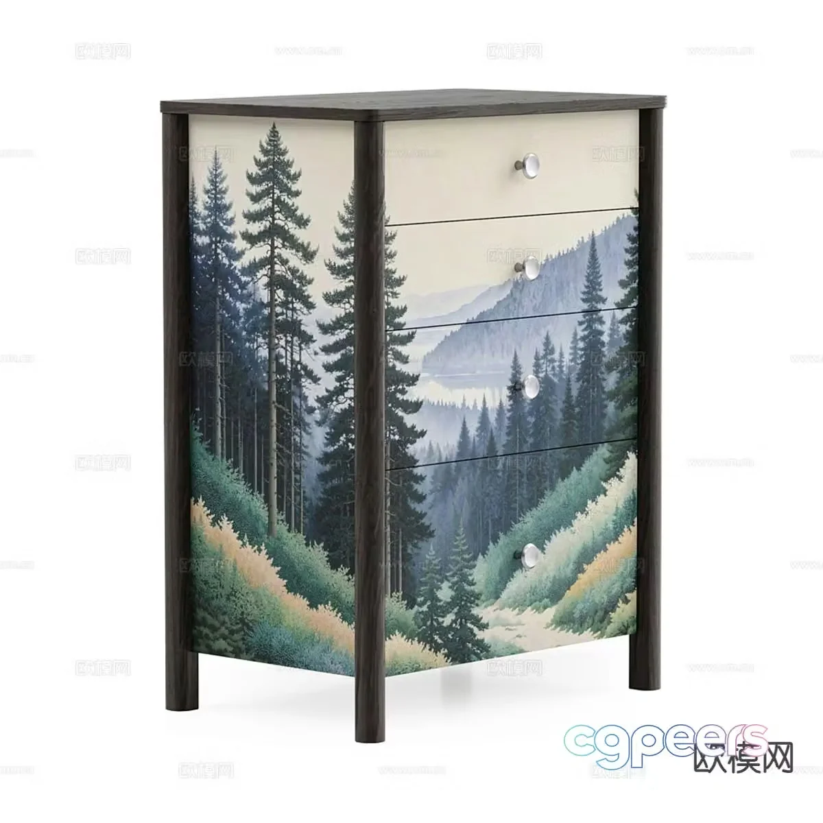 Modern side cabinet chest 3d model