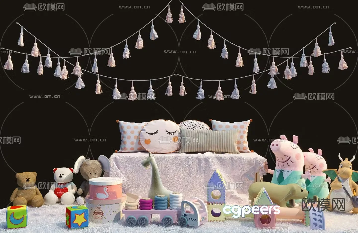 Modern children’s building blocks plush toy 3d model