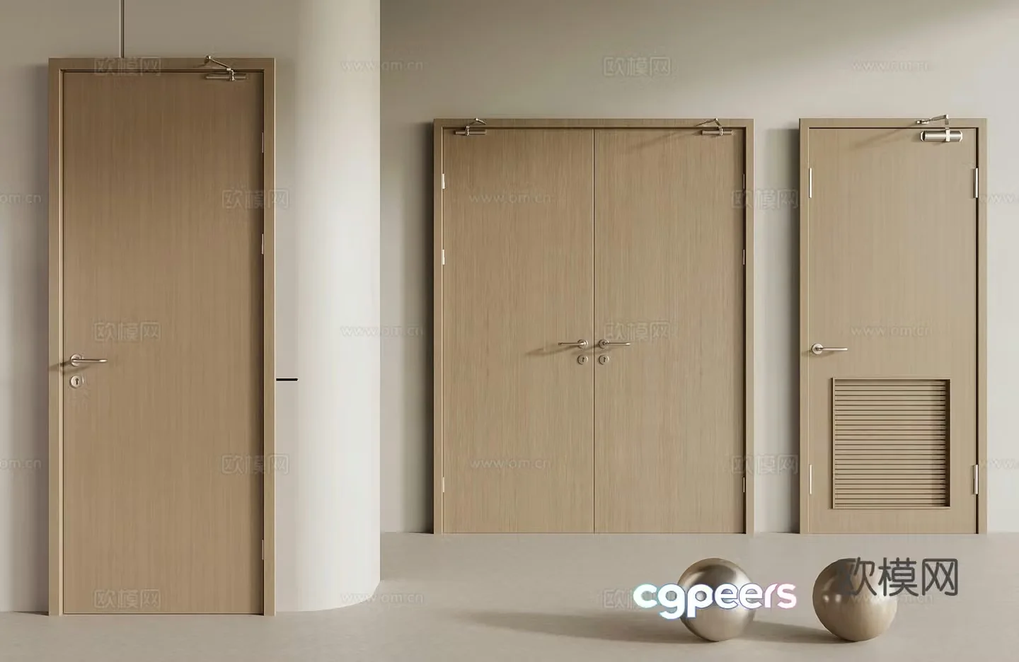 Modern fire door double door 3D model