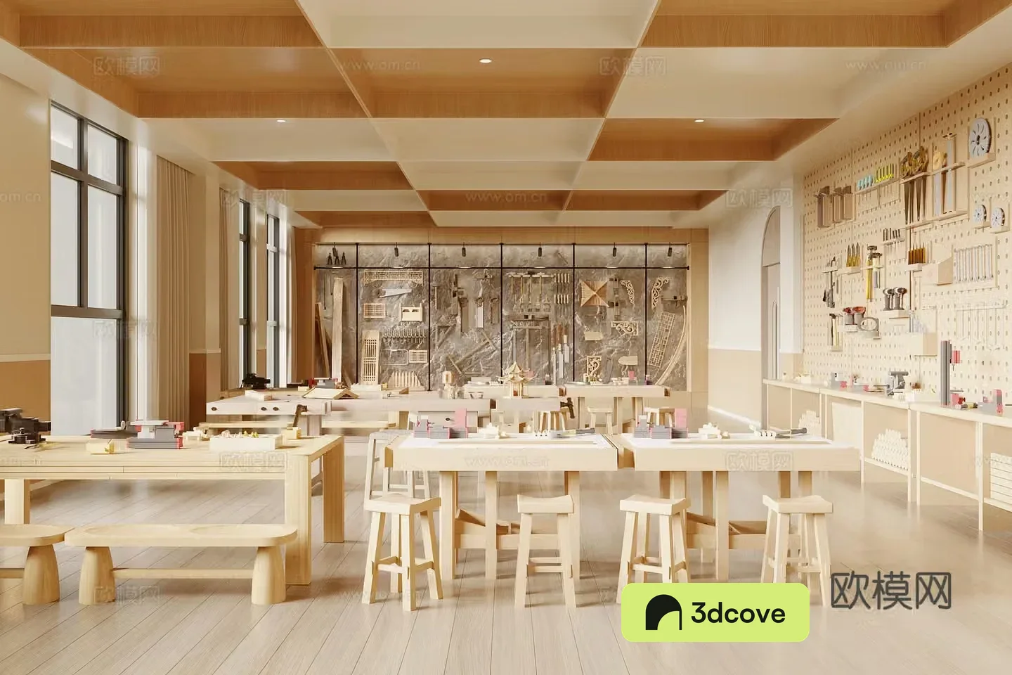 Modern woodworking classroom