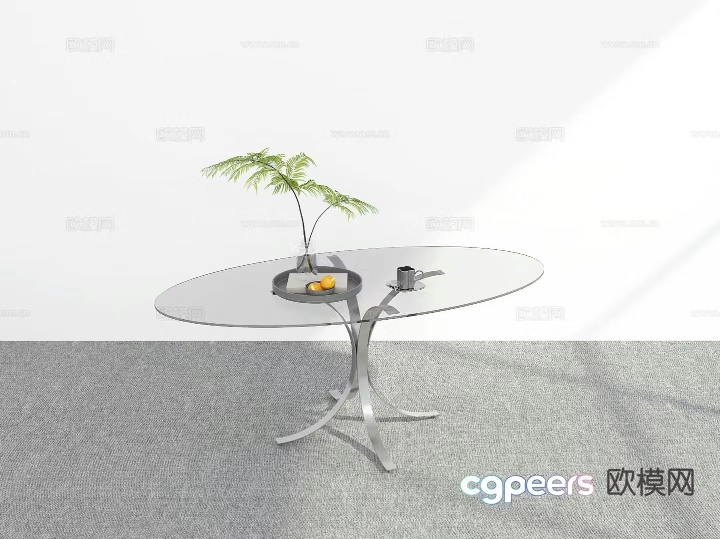 Modern oval dining table 3d model