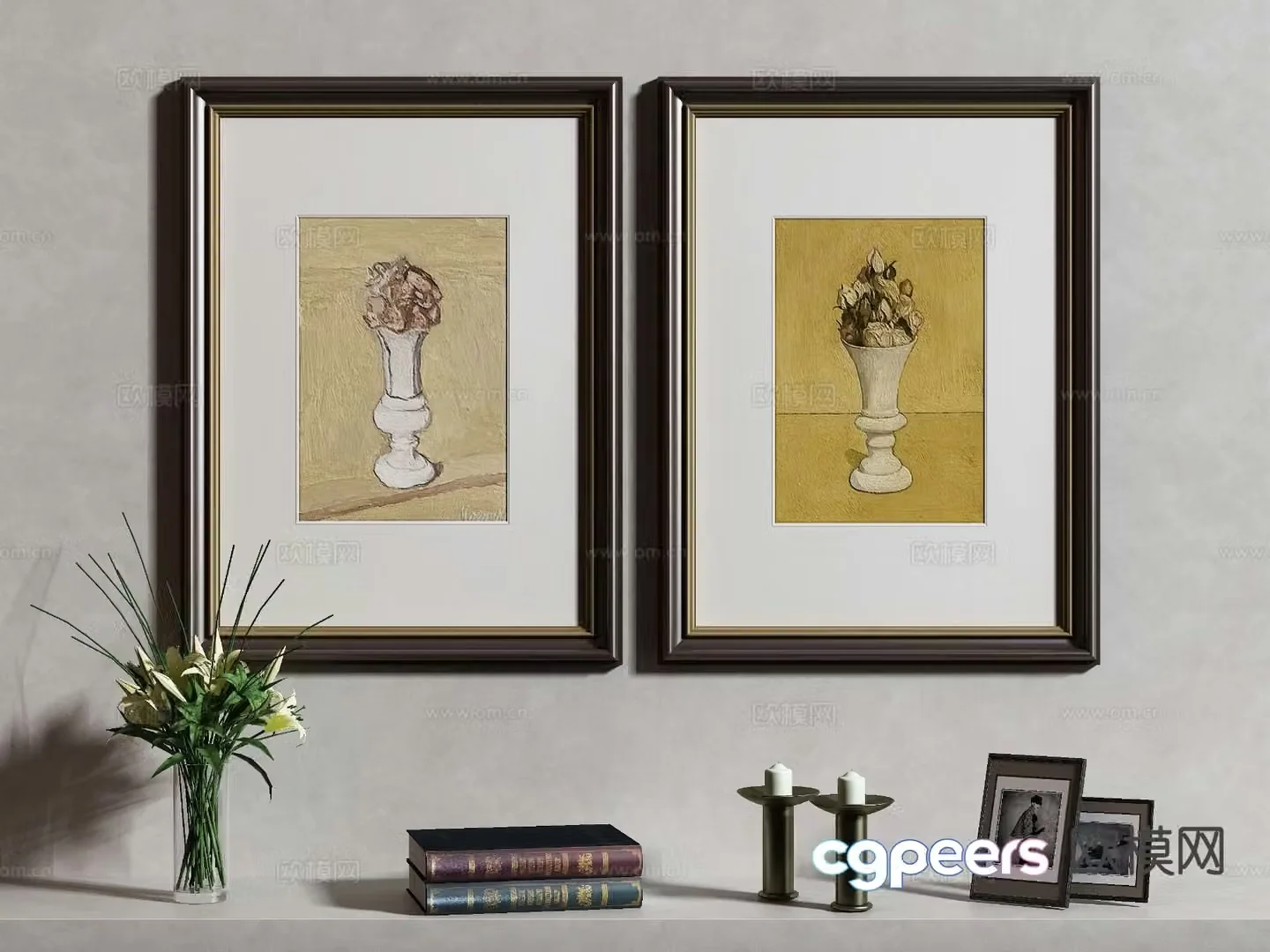 American decorative painting sketch 3d model