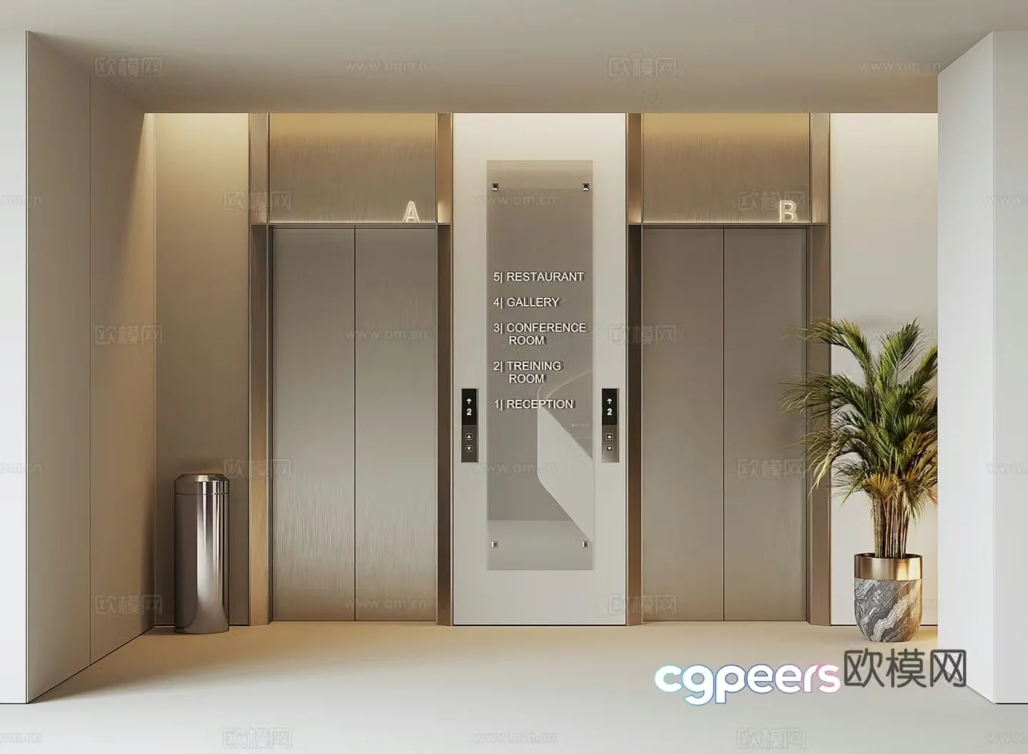 Modern hotel elevator 3d model