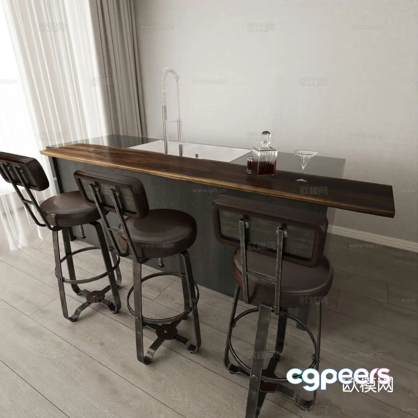 Medieval style bar water bar bar counter 3d model