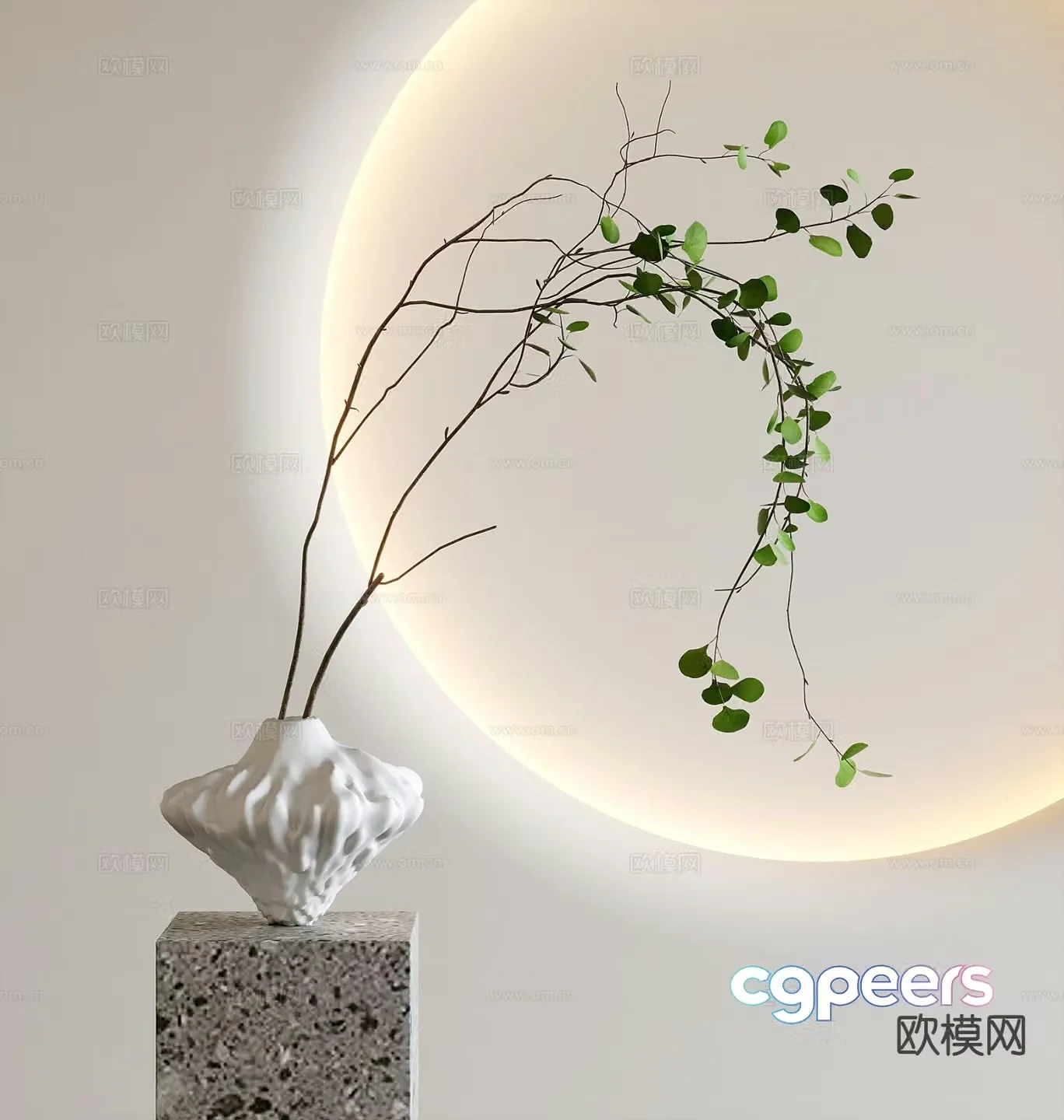modern vase floral arrangement flower arrangement 3d model
