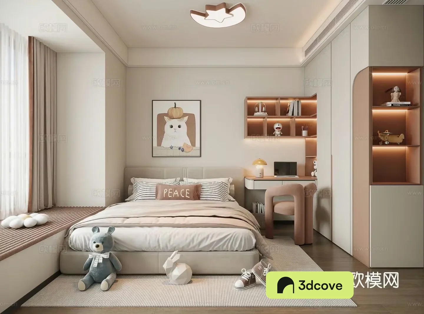 Modern minimalist girl room second bedroom