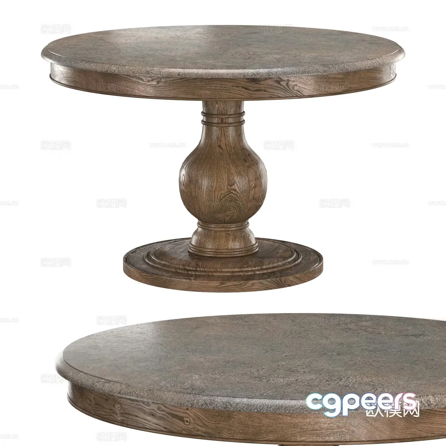 American retro Luca dining table 3d model